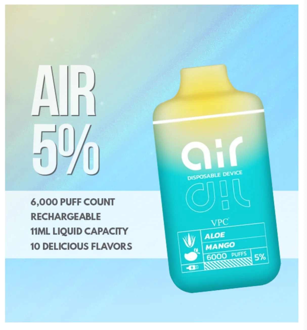 AIR Vape – Aloe Mango – (6000 Puffs)