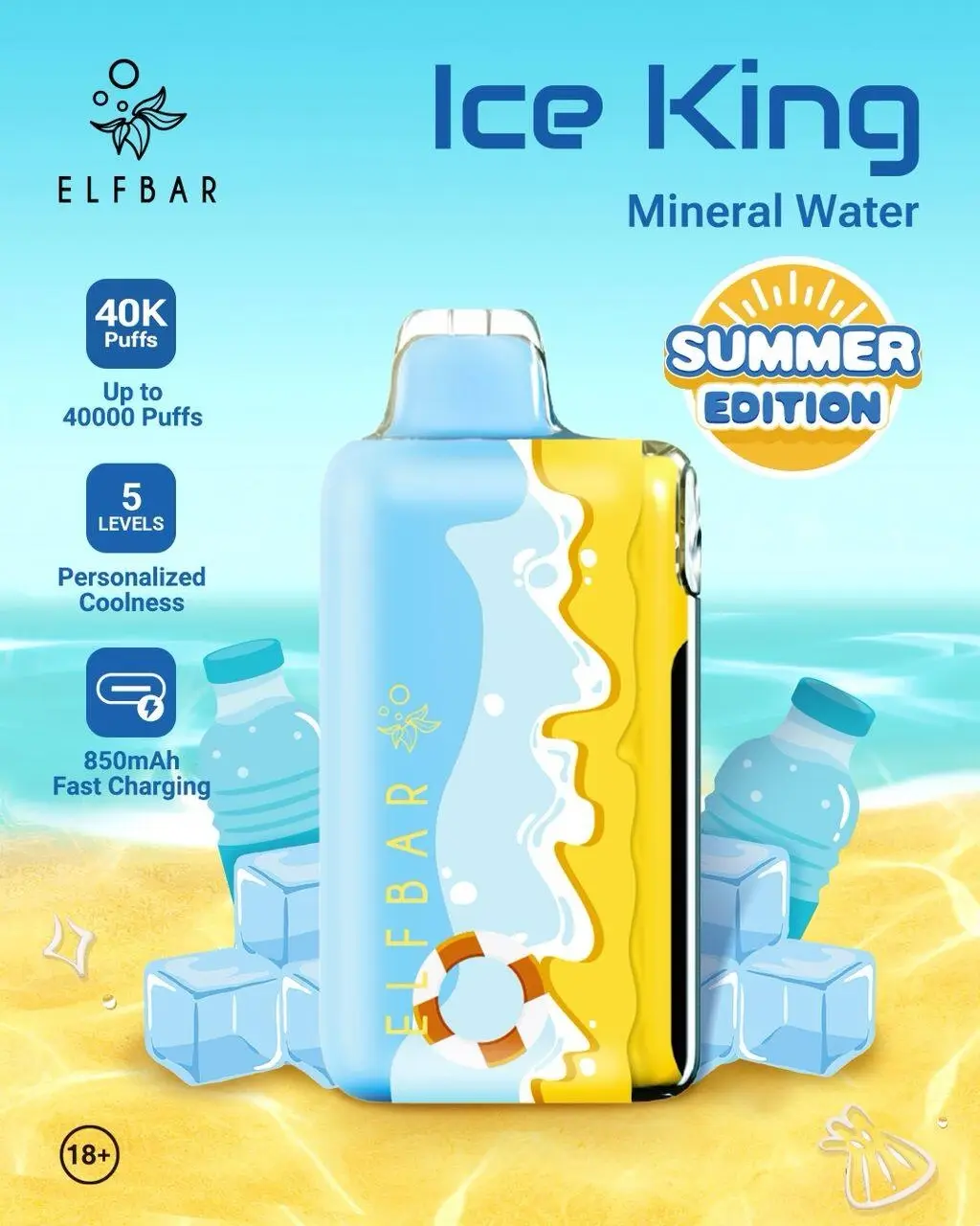 ELF BAR ICE KING – SUMMER EDITION – MINERAL WATER – 40K PUFFS